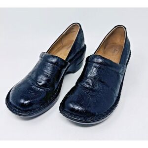 Bass Sheena Clogs Women's Size 7.5M Black Embossed Slip On Comfort Shoes‎